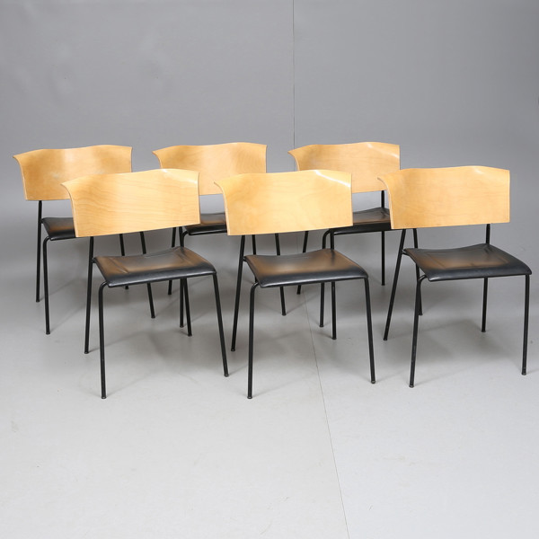 CHAIRS by Johannes Foerson & Peter Hiort-Lorenzen, 6 pcs, leather upholstery, laminated wood, stamped, Qvintus chair, for Lammhults Möbel AB, marked in 2000, designed in 1995 _1026a_lg.jpeg