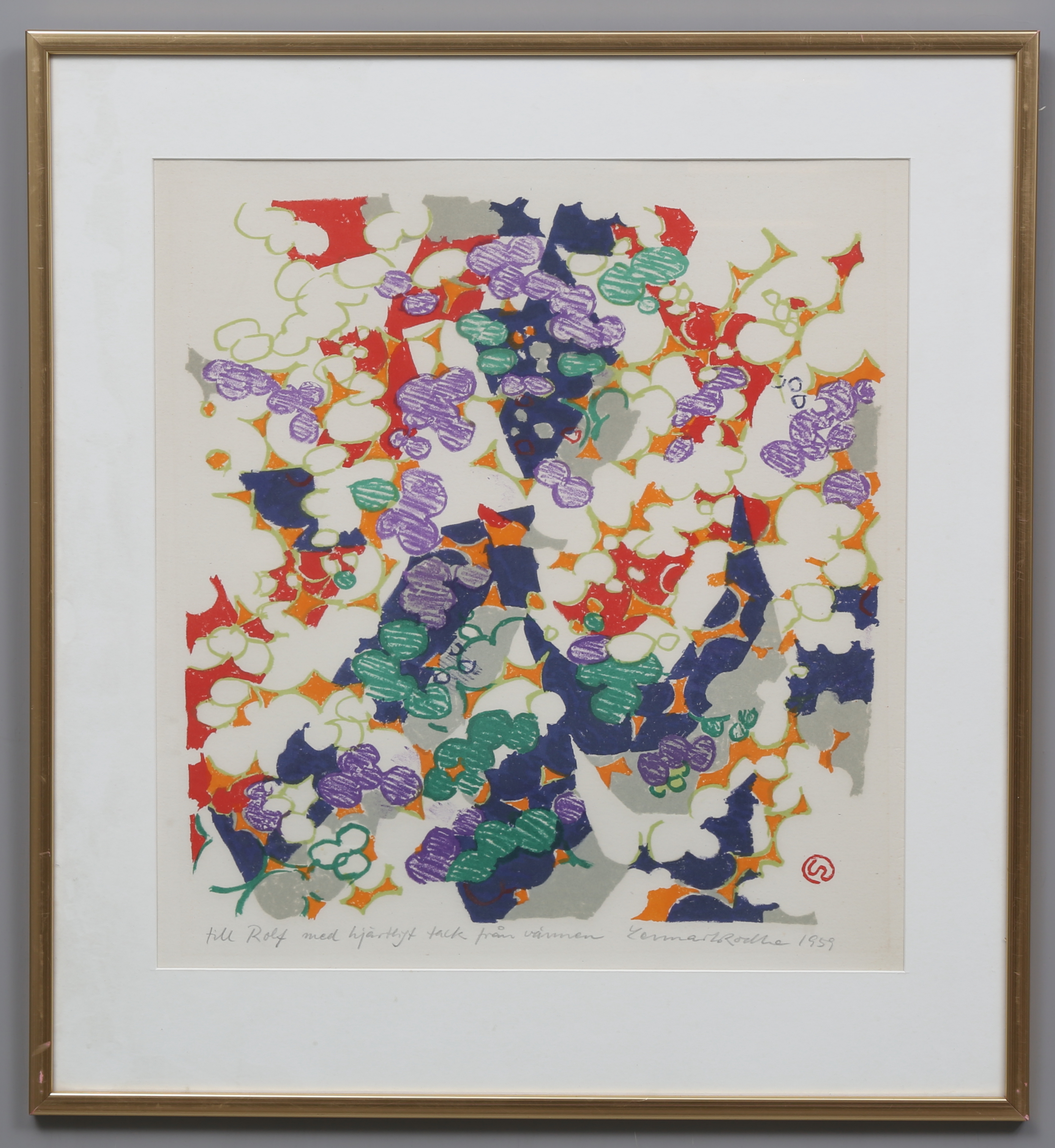 LENNART RODHE. Composition, color lithograph no. 127/200, signed and dated  1997. Art - Graphic - Auctionet