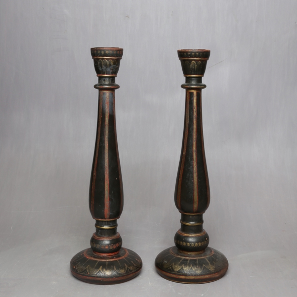 CANDLE STICKS, a pair, wood, First half of the 20th century / LJUSSTAKAR, ett par, trä, 1900 talets första hälft_1154a_lg.jpeg