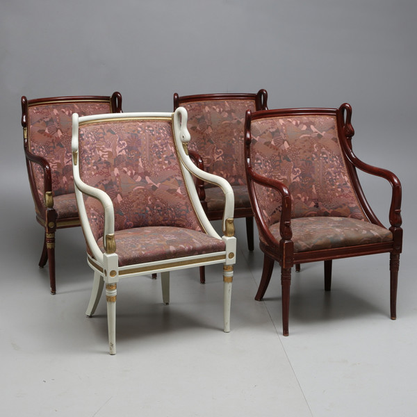 CHAIRS with FRAMES, 4 pieces, French empire style, first half of the 20th century / STOLAR med KARM, 4st, fransk empire stil, 1900 talets första hälft._2215a_lg.jpeg